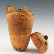 Red Oak Burl Vase with Top Open