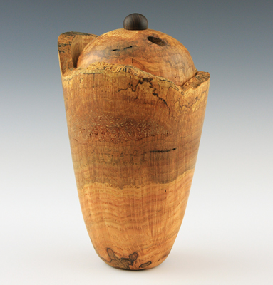 Red Oak Burl Vase with Top Closed